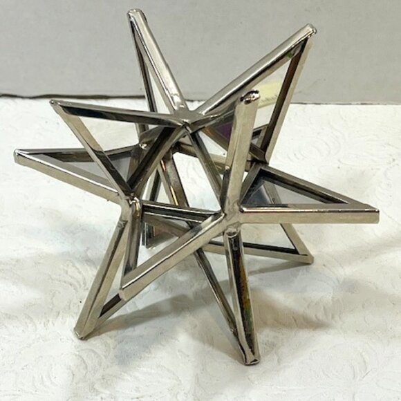 Mirror Metal 3D Star Ornament Holiday Christmas Table Mantel Decor 5" - Picture 1 of 10